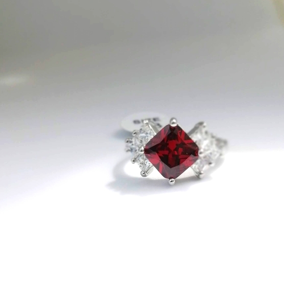 14K Real White Gold Plated Jewelry - 14k Gold Plated White Ring Gold 9 US Gem Ruby